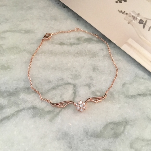 'Wings' Rose Gold Simulated Diamonds Bracelet - Picture 2 of 8